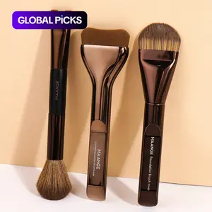 MAANGE Makeup Brush Set, Face Makeup Brush, 3/5 Counts Flat Tongue, Curved, Powder and Nose Contour Brushes, Professional Tools for Foundation Blending and Powder Application, Essential Beauty Kit #GLOBAL PICKS