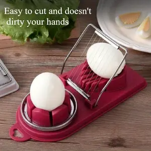 1pc Egg Slicer, 2 in 1 Stainless Steel Sturdy Durable Egg Slicer for Hard Boiled Eggs with Precision Slices, Egg Cutter, Kitchen Gadgets, Home Kitchen Items