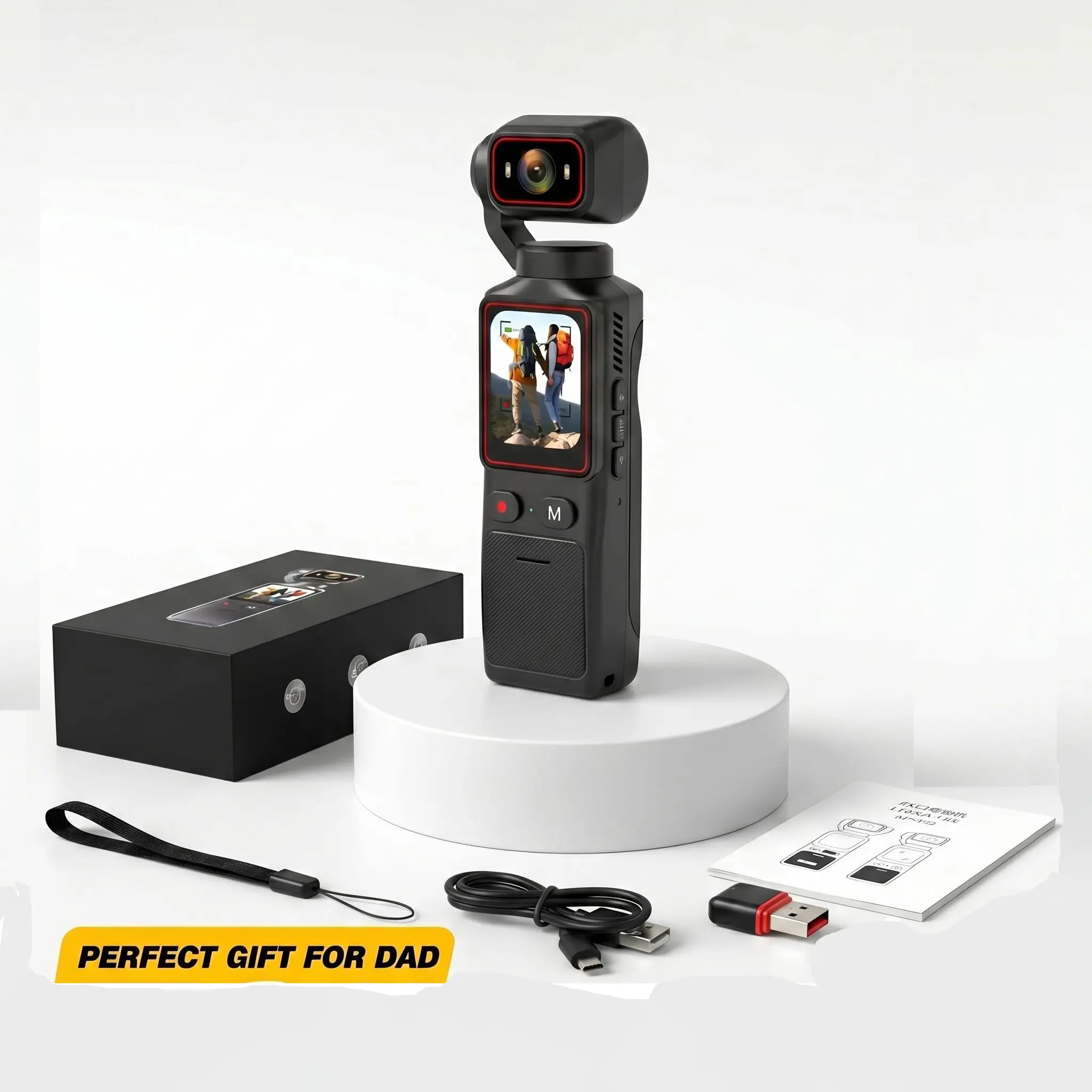 4K Pocket Gimbal Camera with Gyro Stabilization, Mini Action Camera for Travel Vlog, TikTok POV Recording, Ultra HD Touchscreen Camcorder.Compact and lightweight for everyday carry and travel.Magnetic Wireless Action Camera