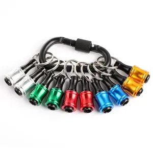 10pcs Portable Drill Bit Holder Keychain, 1/4 Inch Hex Shank Screwdriver Clamp, Impact Drill Extension Nut Screwdriver, Hook Ring, Screwdriver Bit Clip, Screwdriver Components