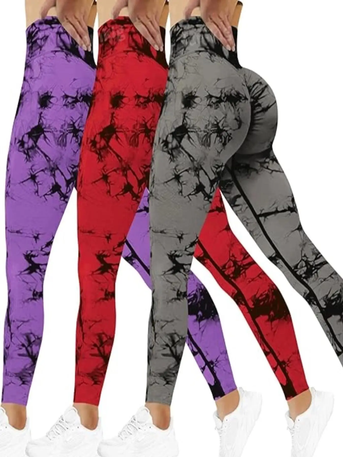 Women's Tie Dye Print High Waist Leggings for Spring, Gym Clothing, Scrunch Leggings for Women, Casual Comfy High Rise Breathable Skinny Pants for Wom