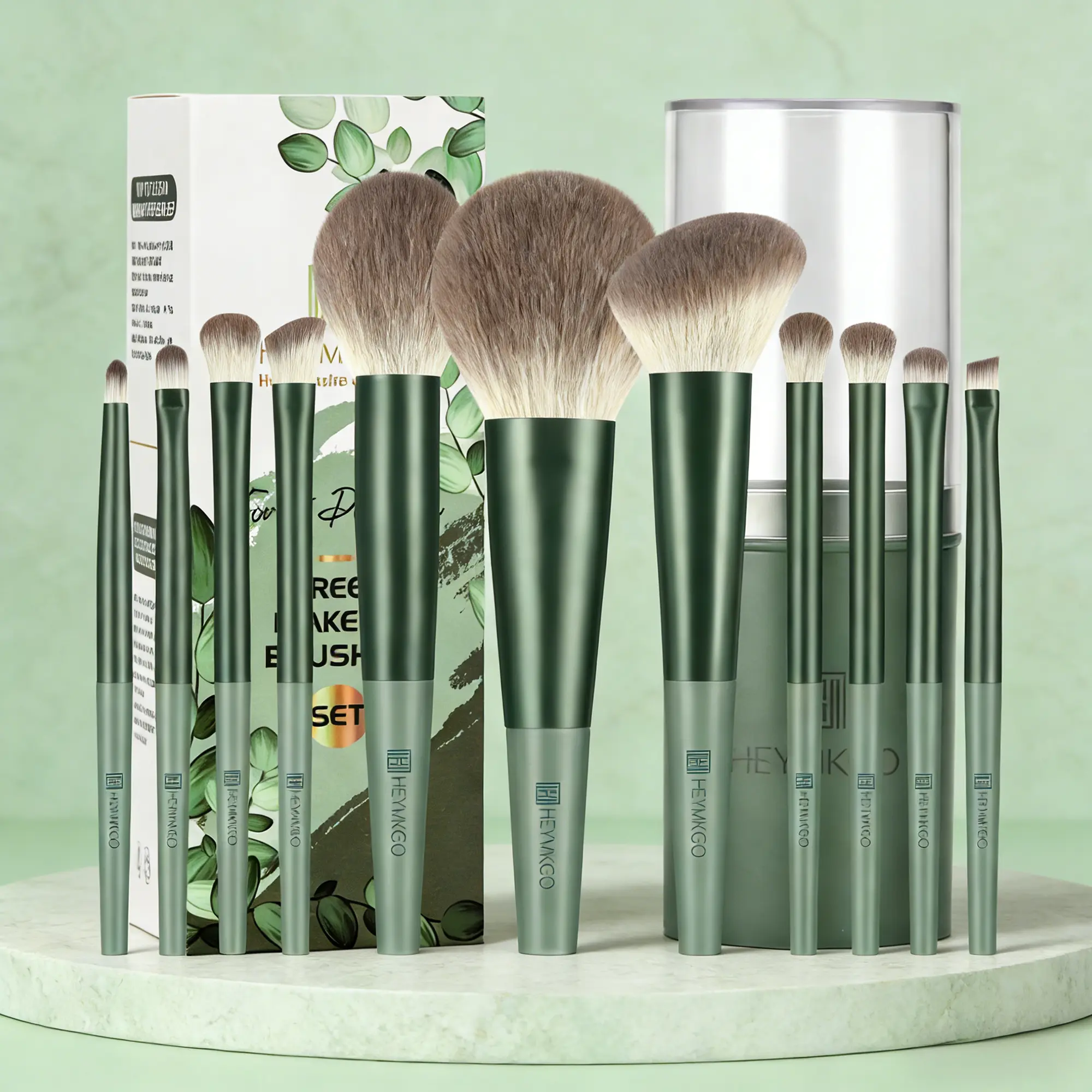 11Pcs Green Makeup Brush Set  Fluffy SOFT Bristles (No Itchy!)    Ultra Soft Fluffy Bristles + Storage Case Multi-Function Brushes kylie  brush  set, Perfect Gift for Mother