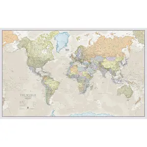 Giant World Map - Classic Large World Map Poster - Laminated - 46 (h) x 80 (w)