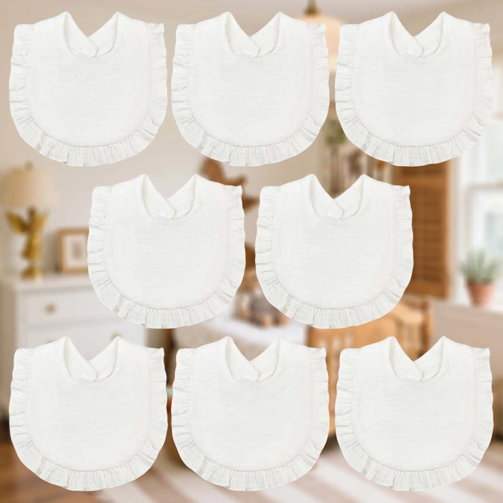 MUSBUY 8-Pack Organic Cotton Bandana Bibs - 4-Layer Soft Absorbent Breathable, Secure Snap Closure, 1-Size Unisex Cute Designs, Comfortable Summer Essentials for 0-3 Years Delicate Skin Babies, Perfect Gift for New Parents
