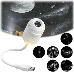 6-in-1 Starry Sky Projector Night Light USB Powered Galaxy Light with Flexible Gooseneck Manual Focus Portable Planetarium for Bedroom Kids Gift Dual Mode White Mothersdaygift