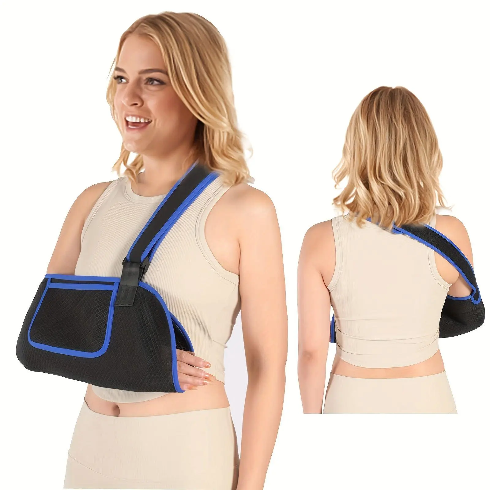 Upgraded Breathable Mesh Arm Sling - Padded Shoulder Strap, Adjustable Lightweight Arm Support Holder for Adults, Long Wearing Comfort for Indoors, Travel