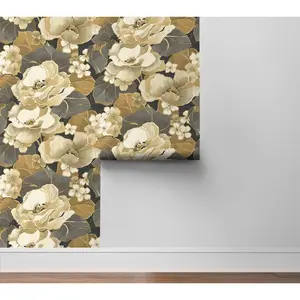 NextWall Nouveau Floral Peel and Stick Wallpaper