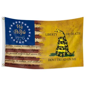 1pc, Don't Tread On Me, We The People Flag, American Snake Flag USA 1776 Banner, 3x5ft (90*150cm), 2 Grommets, Single-Sided Printing, for Indoor, Outdoor, Dorm, Party, Home, Garden, Wall Decor Flags, Window Flags, Decoration, Party Decorations Banners
