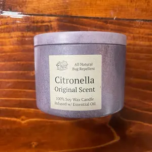 Soy Citronella Candle - Infused with Essential Oil - Natural Bug Repellent