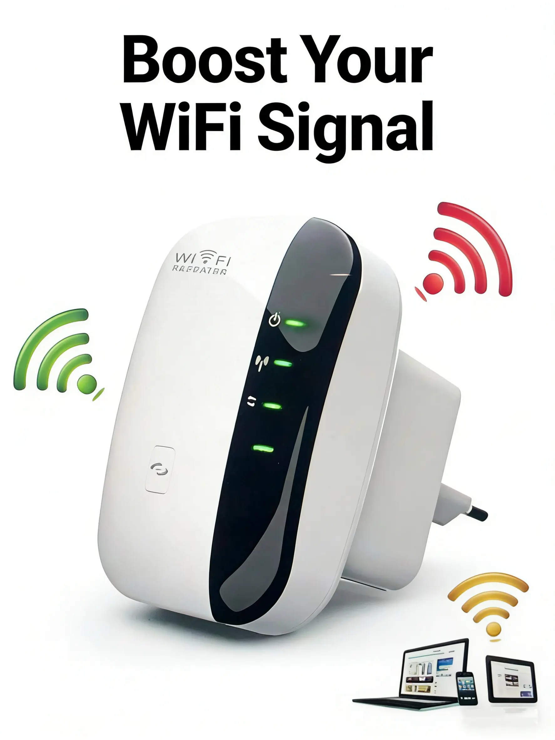 Wireless WiFi Extender Booster - Network Signal Repeater for Eliminating Dead Zones, Extending Whole Home Coverage (Computers & Office Network Component, Modems & Wireless Routers Accessory), Correct The Language And The Stability Of The Signal