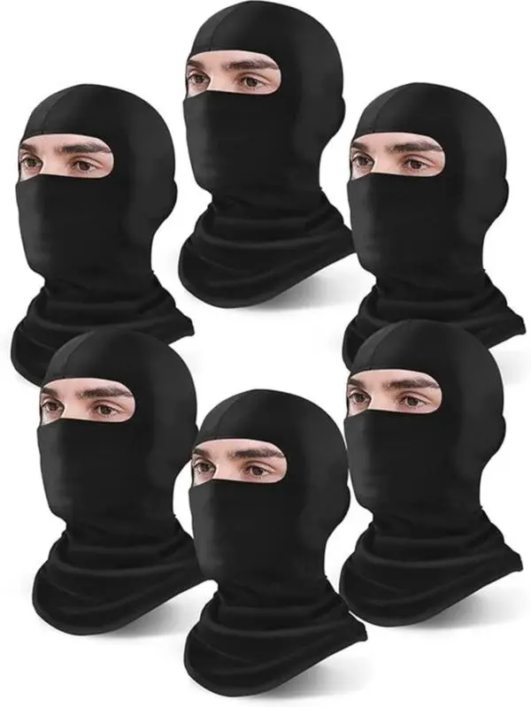 Unisex 6-Pack Synthetic Full Face Balaclava Ski Masks - Minimalist, UV Protection, Machine Washable, Flexible Fit, Quick Dry, Modular Automotive & Motorcycle Protective Gear for Adults, Hiking, Running, Sand Control, Children