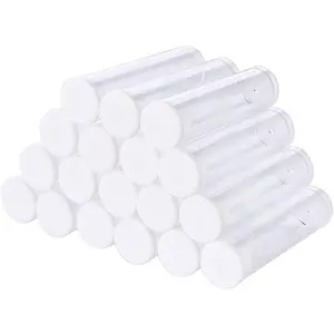 100Pcs Transparent Clear Plastic Small Empty Storage Tubes Bead Container Set Test Bottles Organizers Boxes with Lid 2.16x0.59 (55x15mm)