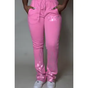 Anastesia Bubblegum Pink Stacked Track Pant