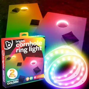 Brightz LED Cornhole Board Ring Lights (2-Pack) – 48Hr Battery Life – Waterproof Night Glow for Outdoor Cornhole Fun