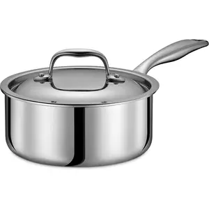 5-Ply Stainless Steel 2-Quart Sauce Pan with Lid - Induction Compatible, Cookware,Oven Safe 800°F - Non-Toxic, No Coatings - Even Heating, Won't Warp - Built to Last Generations