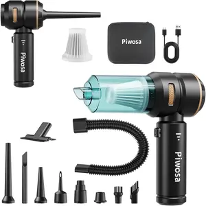 Handheld Vacuum Cordless Car Vacuum Cleaner with Brushless Motor Strong Suction Vacuum & Compressed Air Dusters with LED Light Wireless Mini Portable Hand Vacuum Blower for Home Pet Black