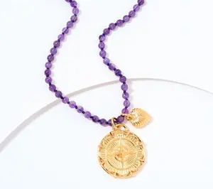 Divinely Guided by Theresa Caputo Amethyst Hand-Knotted Charm Necklace