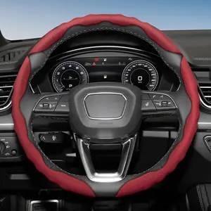 Steering wheel cover, Made of breathable PU leather, featuring a segmented snap-fit design and a sporty wave pattern. It is anti-slip, wear-resistant, All-Season Use, suitable for models such as Q5/Q3/A4/A6/Q7/Q8/Q4/Q6/e-tron/A3/A5/A7/Q2