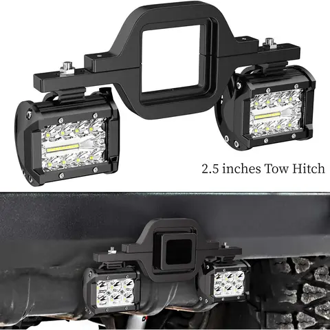 Nilight 2 Pcs 4 Inches 60W Led Pods with 2.5 Inches Tow Hitch Mounting Brackets Backup Reverse Lights Rear Light Bar for Pickup ATV SUV Truck Trailer Boat, Led Work Light, Tow Lights Kit