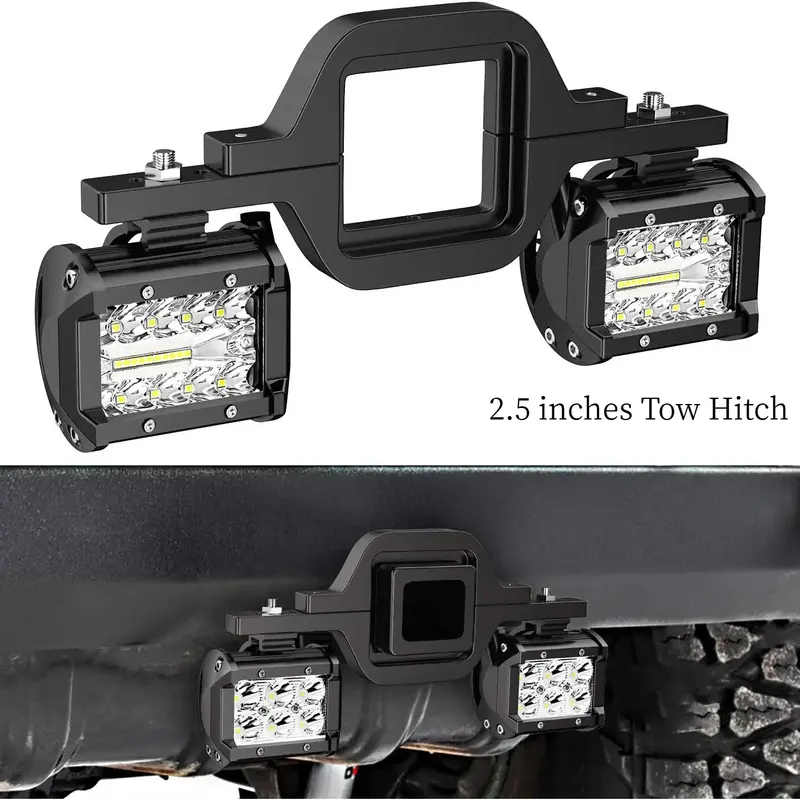 Nilight 2 Pcs 4 Inches 60W Led Pods with 2.5 Inches Tow Hitch Mounting Brackets Backup Reverse Lights Rear Light Bar for Pickup ATV SUV Truck Trailer Boat, Led Work Light, Tow Lights Kit