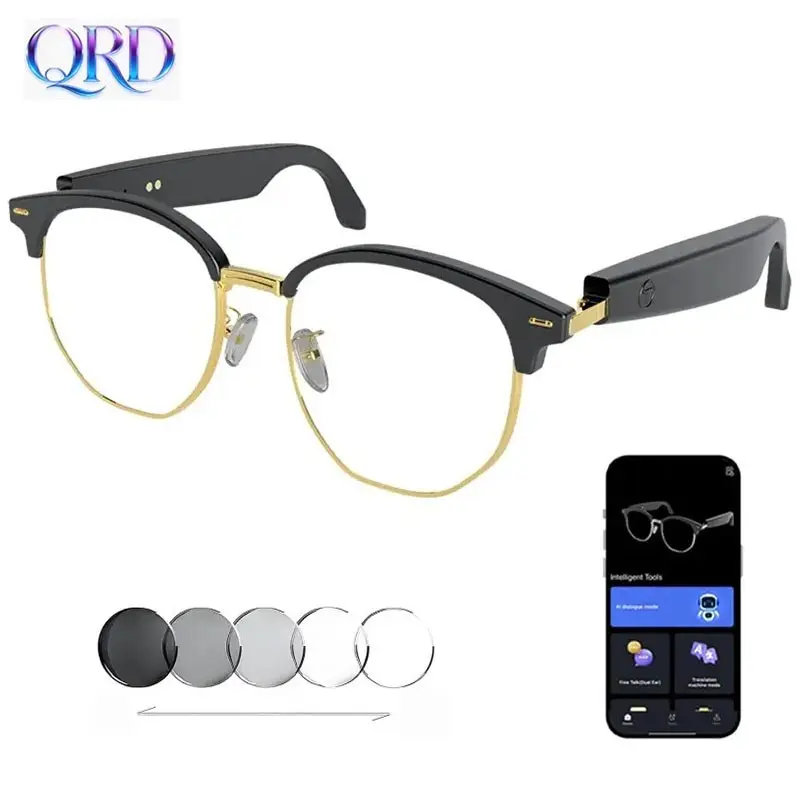 Qrd Gs-16 Ai Smart Bluetooth-compatible Glasses, Anti-Fatigue Protection, Polarized Lenses, Lightweight Design, Sports Style, Compatible with Bluetooth-compatible, Wireless Smart Glasses, Wearable Tech Glasses, Wearable Smart Glasses, Smart Eyewear