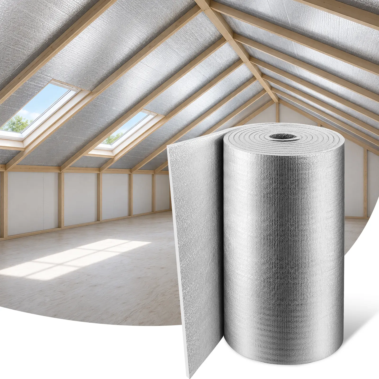 LOOYEE Reflective Insulation Roll Double Foil Thermal Insulation Radiant Barrier 5mm Thick Flame Retardant Moisture Proof Suitable for Window Attic Garage Cover 200/400Sq.ft