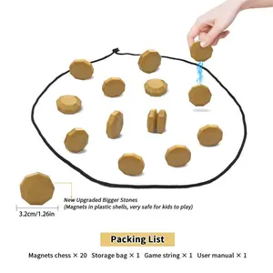 Magnetic Chess Game with 20 Full-Size Stones, 2-4 Player Family Party Travel Strategy Board Game for Kids Adults, Gold Magnet Puzzle Game Gift by Sooshoom
