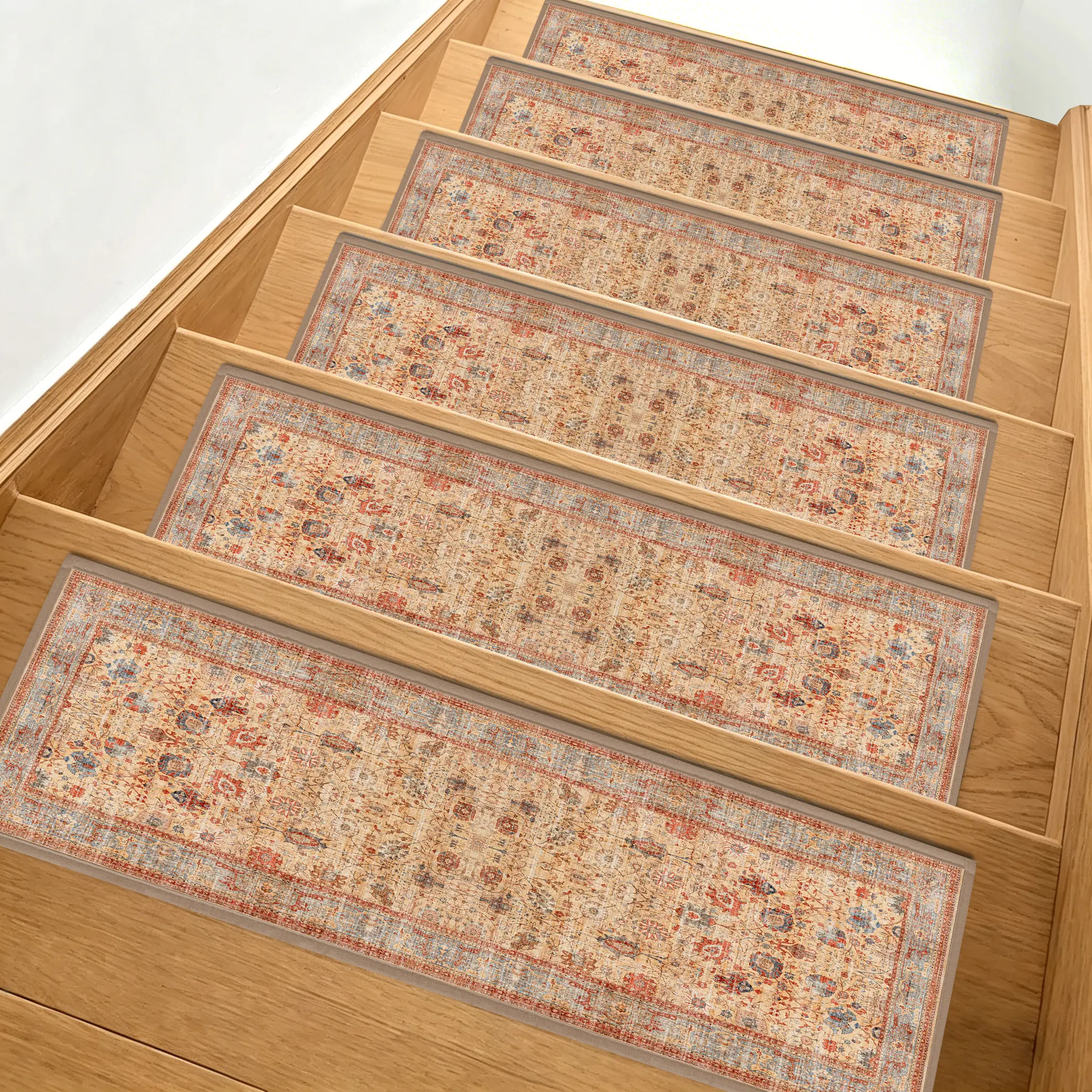 [Deals for You Days]15PCS Self-Adhesive Non-Slip Stair Treads 8"x30", Peel and Stick Reusable Chenille Stair Runner Mats for Wooden Indoor Steps, Noise Reducing Machine Washable Safe for Dogs Kids Elders Home Decor summerwins