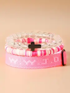 WWJD Beaded Adjustable Bracelet, Fashionable Cross Charm Bracelet for Women & Men, Trendy All-match & Exquisite Jewelry for Birthday Gift