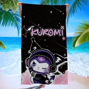 Kuromi Dark Style Beach Towel, Quick Dry Cartoon Print Towel for Pool Parties, Yoga, and Outdoor Summer Adventures, Ideal Gift for Family and Friends