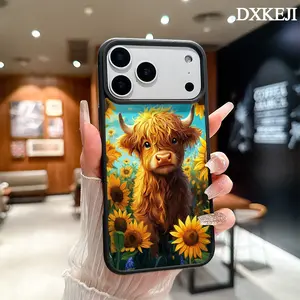 Baby Highland Cow Sunflower Pattern Magnetic MagSafe Phone Case for iPhone 17 Air/16 Pro Max 15 Pro 14 13 12 11 Plus Lightweight Shockproof Slim Protective Cover Supports Wireless Charging Case Casing