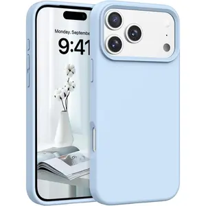 Telaso Case for iPhone 17 Pro Max, Liquid Silicone Soft Gel Rubber iPhone 17 Pro Max Phone Case Slim Thin Phone Case with Microfiber Lining Protective Phone Cases Cover for Men Women, Light Blue
