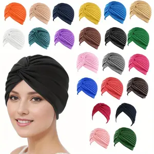 22 Pieces Turban Caps, Fashion Pleated Cancer Turban Cap Chemo Sleep Hat, for Women Multicolored Hair Wraps Hat
