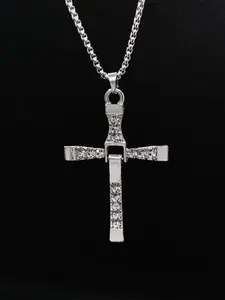 Unisex Speed & Strength Cross Necklace, Fast & Furious Design Inspiration, Perfect Jewelry Gifts for Boyfriend Girlfriend, Daily Wear Jewelry Accessory