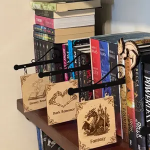 Wooden Bookshelf Genre Dividers & Hanging Book Labels Custom Book Organization Set for Home Library BookshelfGoals BookTok BookstoreAesthetic