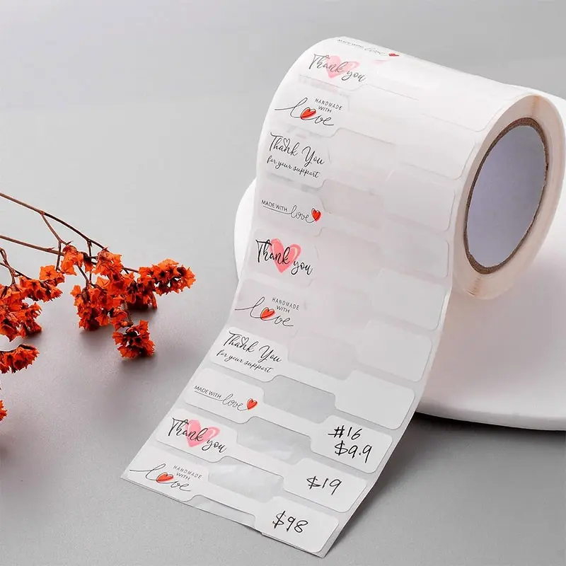 1 Roll/500 Sheets, Writeable Kraft Paper Stickers, Handmade Labels for Jewelry, Cake Shop Price Tags, Decorative Stickers, Blank Stickers