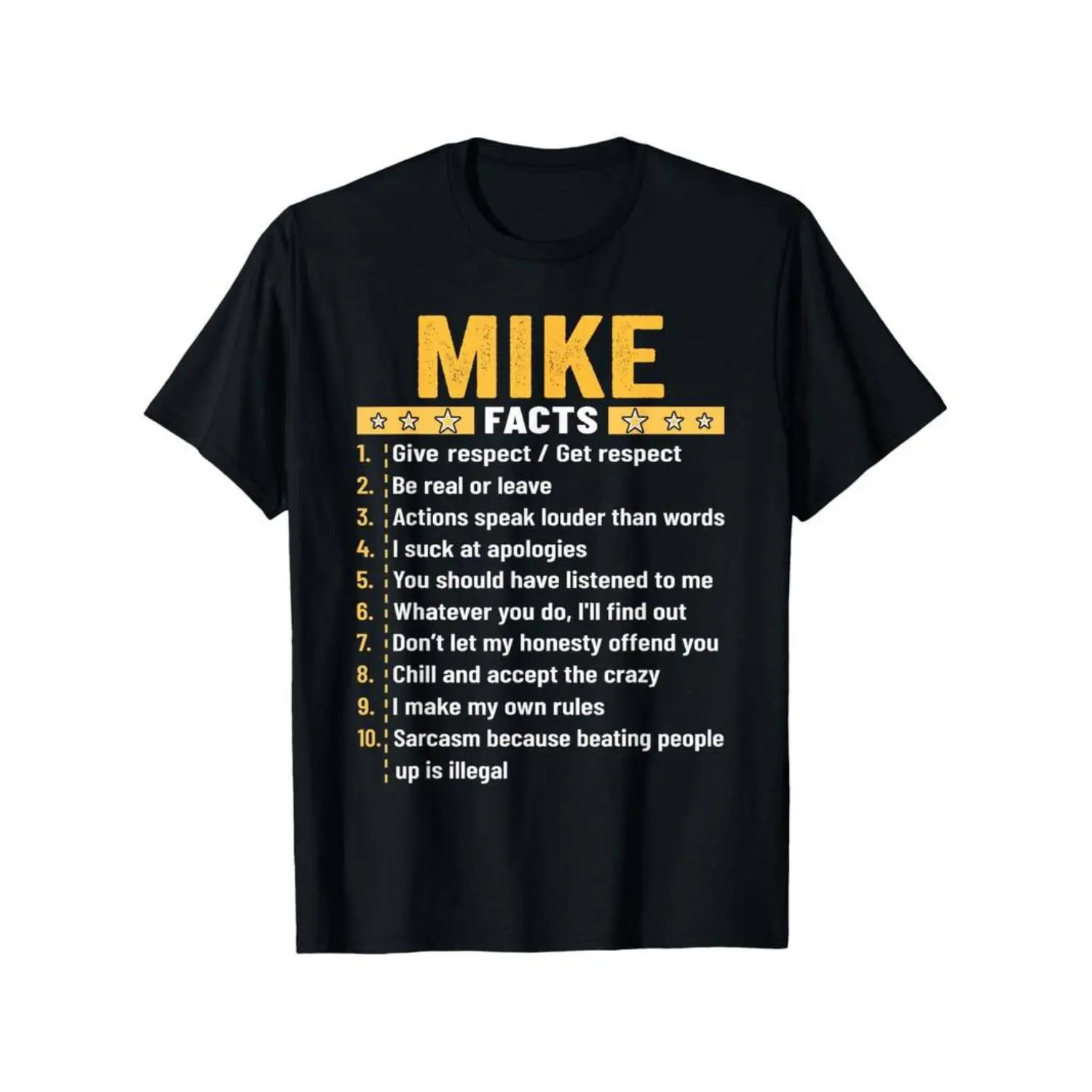 Cotton [Funny Mike | Cotton] 100% Pure Cotton Funny Mike FACTS Shirt | Round Neck in Black
