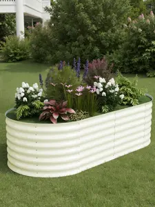 Beige - (2-Pack)Galvanized Steel 6x3x2Ft Raised Garden Bed – Elevated Planter Box For Indoor/Outdoor Vegetables, Herbs & Flowers, No-Bend Design With Rust-Proof Coating & Tool-Free Assembly,Beige