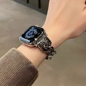 Metal Compatible Iwatch S10 Bracelet Strap, Fashionable Heart Chain Wristband, Stylish Watch Band for Men & Women, Smart Watch Accessories