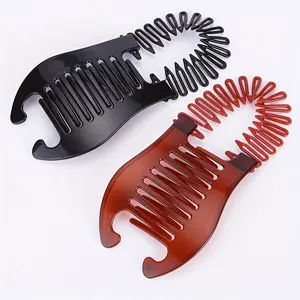 [2pcs Flexible Hair Combs Clips] 2 pcs/Set Stretch Flexible Hair Combs Clips Interlocking Banana Combs DIY Flexible Ponytail Hair Accessories For Women