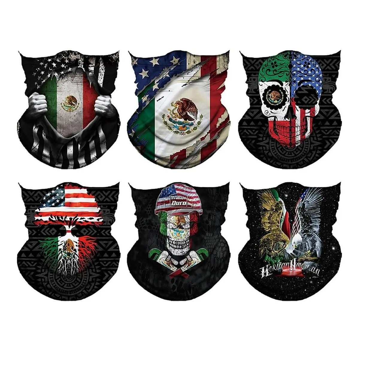 Yeomoo 6pcs Seamless UV Protection Cooling Neck Gaiter Masks for Adults - All Seasons Dust & Wind Guard, Multi-Use as Balaclava, Headband, Head Wrap - Ideal for Biking, Fishing, American & Mexican Headwear, Seamless Fit, Unisex, Biker Style Head & Face Co
