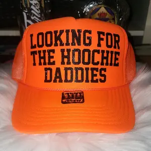 looking for the hoochie daddies trucker hat [black glitter writing] trucker hat