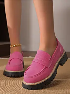 2026 New Season Loafers - Oversized Casual Suede British Style Women's Shoes Chunky Heel Thick Sole Retro Slip-On Ladies Dress Shoes Footwear