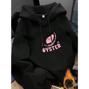 Women's oyster lover fashion Graphic Hoodie - Long Sleeve Pullover Regular Fit | Soft & Breathable Fabric, Durable Print, Everyday Comfort, Machine Washable, cute and cartoonish casual wear, indoor setting with modern furniture