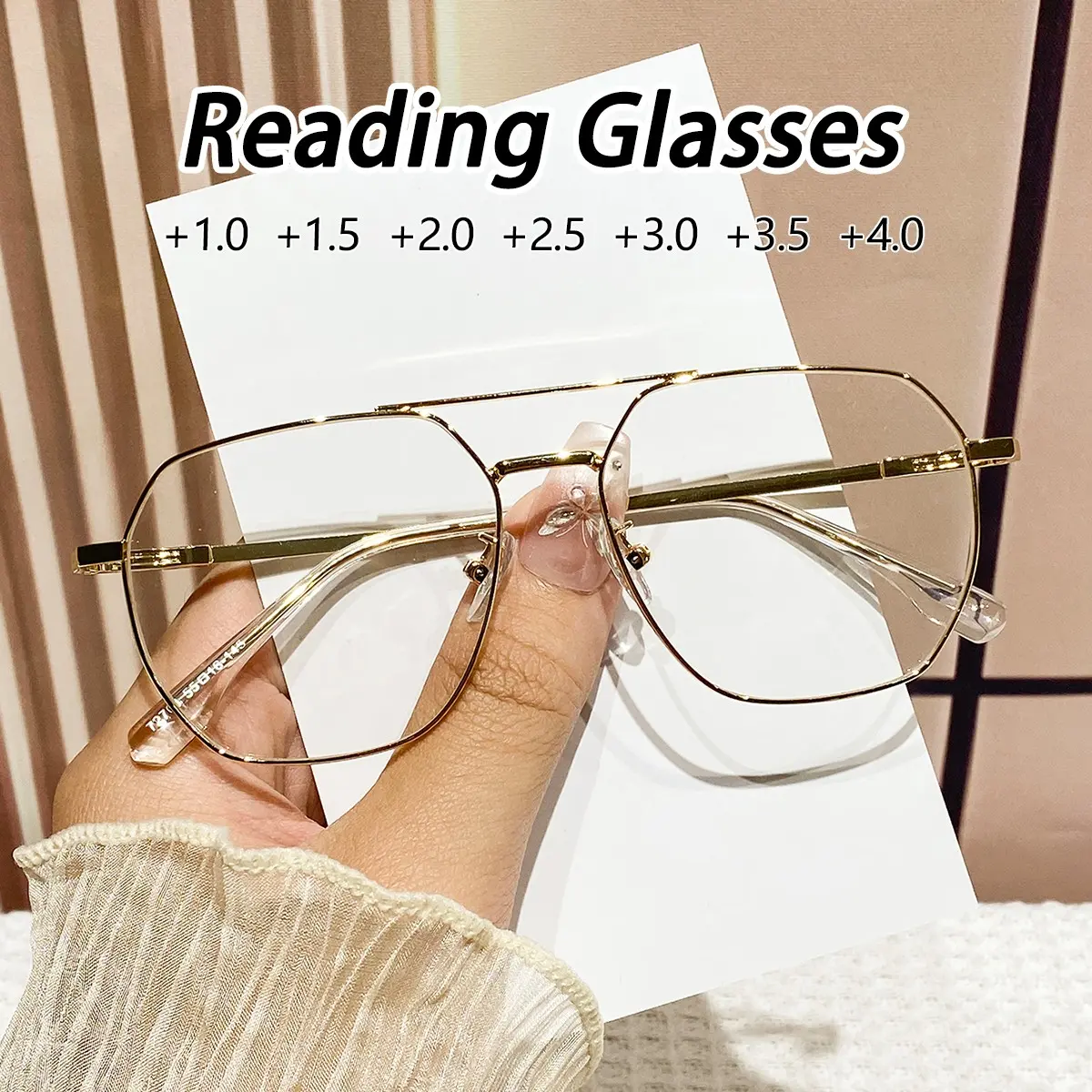 Women's Metal Square Full Frame Eyeglasses, Lightweight Luxury Simple Design, Stylish Square Frames, Reading Glasses, Lightweight Eyewear, Fashion Accessory Eyewear, Metal Frame