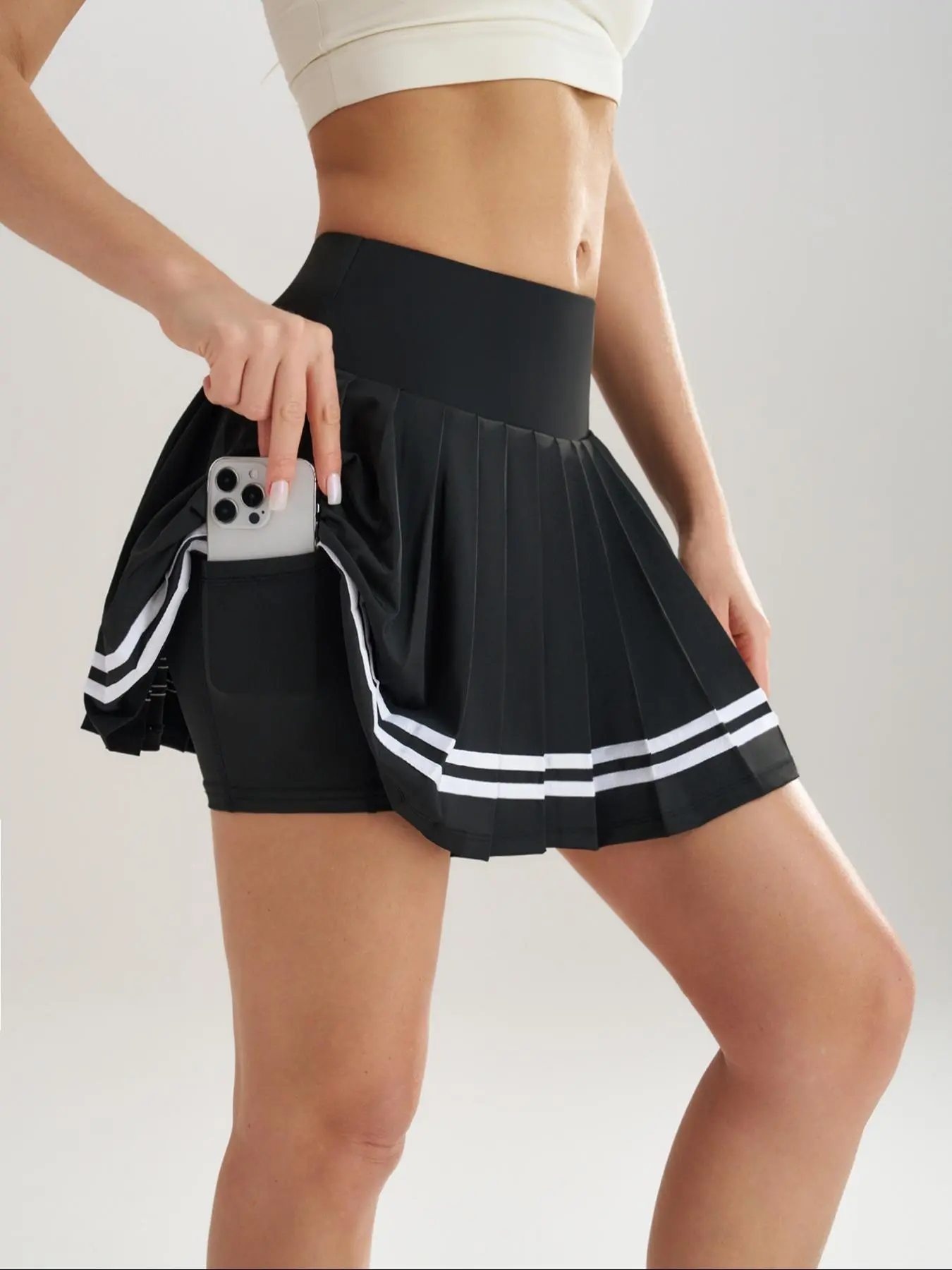 Women's 2 in 1 High Waist Athletic Sports Skort, Casual Comfy Breathable Pocket Design Skort for Indoor Outdoor Wear, Ladies Sportswear for Tennis Golf, Breathable Skorts, Casual Sporty Skort, Workout Tennis Skorts