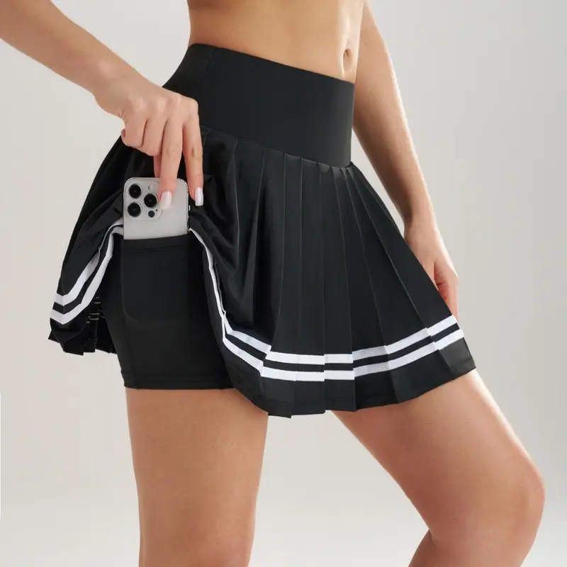 Women's 2 in 1 High Waist Athletic Sports Skort, Casual Comfy Breathable Pocket Design Skort for Indoor Outdoor Wear, Ladies Sportswear for Tennis Golf, Breathable Skorts, Casual Sporty Skort, Workout Tennis Skorts