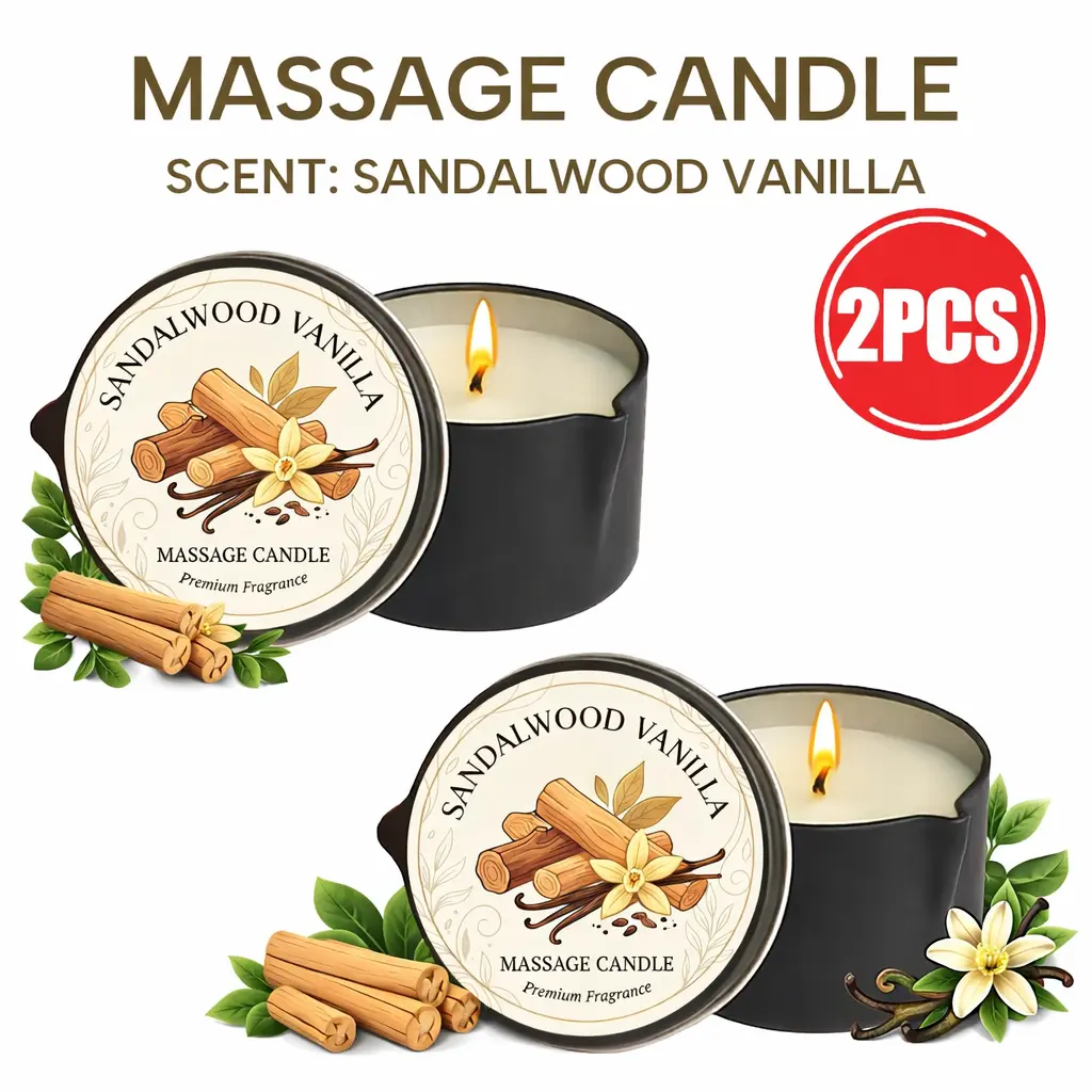 2pcs 2-in-1 Massage Oil Candle With Essential Oil LuxuryScented Candle With Soy Wax Warm Moisturizing BodyLotion - Nail Salon, Spa, Pedicure, Beauty, Wedding,Christmas, Valentine'S Day Gift For Women