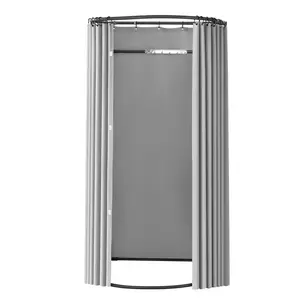 VEVOR Fitting Room, Dressing Room with Thick Polyester Curtains, Privacy Space with Shading Curtain and a Hook, for Boutique, Mall, Tailor's Store & Outdoor 39 x 37 x 79 in (Black and Gray-White)