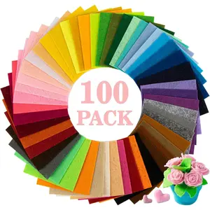 100 count Colored Felt Sheets - 3.7 x 3.7 inches & 1mm Thick Non-Woven Fabric for DIY Craft Fabric, , Sewing, Shaping Suitable for  Toys, Home Decoration